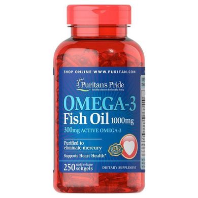 Рыбий жир Puritan's Pride Omega-3 Fish Oil, 250 softgels