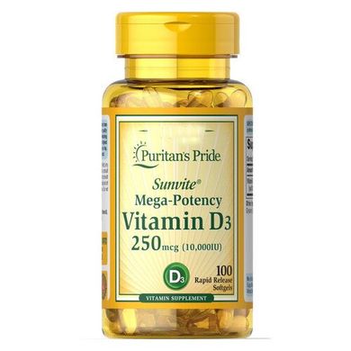 Витамин д3 D3 Puritans Pride 250 mcg (сильная концентрация) 100 капс