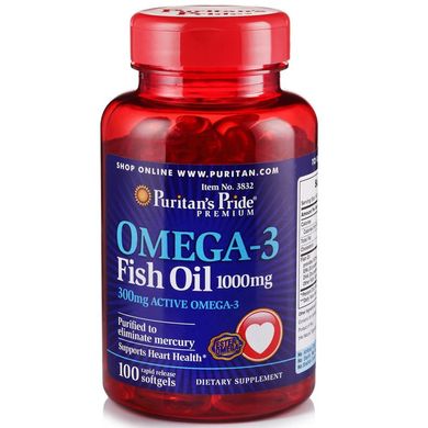 Рыбий жир Puritan's Pride Omega-3 Fish Oil, 100 softgels