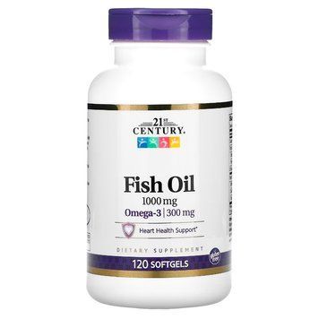 Омега-3 21st Century Omega 3 Fish Oil 1000 мг 120 капс США