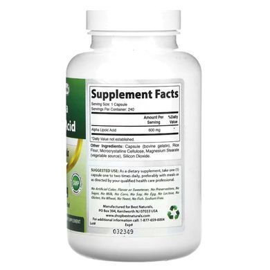 Альфа-ліпоєва кислота Best Naturals 600 мг 240 капс