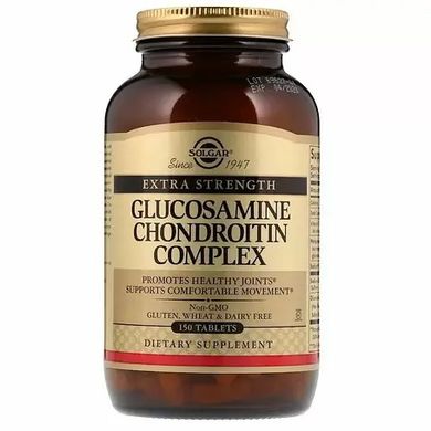Для здоровья суставов Глюкозамин Хондроитин Хондропротектор Комплекс, Solgar США, 150 таб стекло