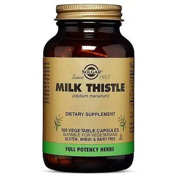 Расторопша, защита печени, Milk Thistle, Solgar США , 100 капс стекло