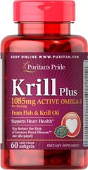 Масло криля Puritans Pride Krill Plus (1085mg Active Omega 3) - 60 softgels