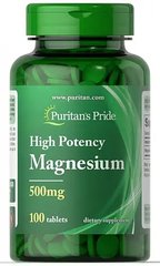Магний, Magnesium, Puritan's Pride США, 500 мг, 100 таб