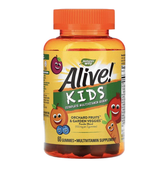 Мультивитамины для детей Nature"s Way, Alive! Вишня апельсин, виноград 60 мармеладок