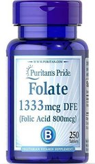 Витамины Puritans Pride Folate 1333 DFE Фолиевая кислота 800мкг 250таб