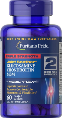Для суставов Triple Strength Glucosamine, Chondroitin & MSM Joint Soother 60 caps Puritan's Pride