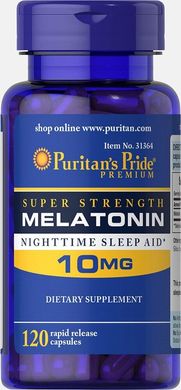 Мелатонин, Puritan's Pride, 10 мг, 120 капсул