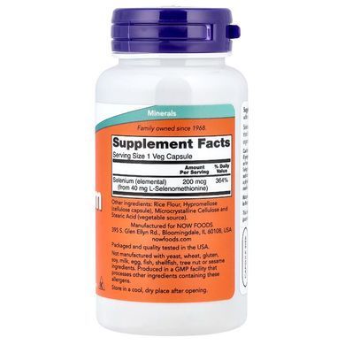 Селен NOW Foods Selenium 200 мкг 90 капс